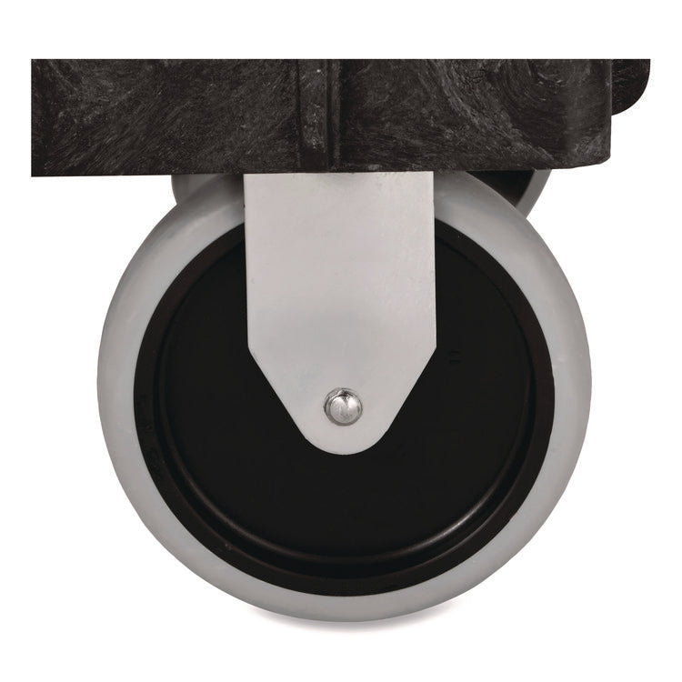 Heavy-Duty Flat-Handle Maintenance/Utility Cart, Plastic, 2 Shelves, 500 lb Capacity, 34.13" x 17.38" x 32.38", Black