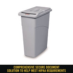 Slim Jim Confidential Document Waste Receptacle with Lid, 23 gal, Light Gray
