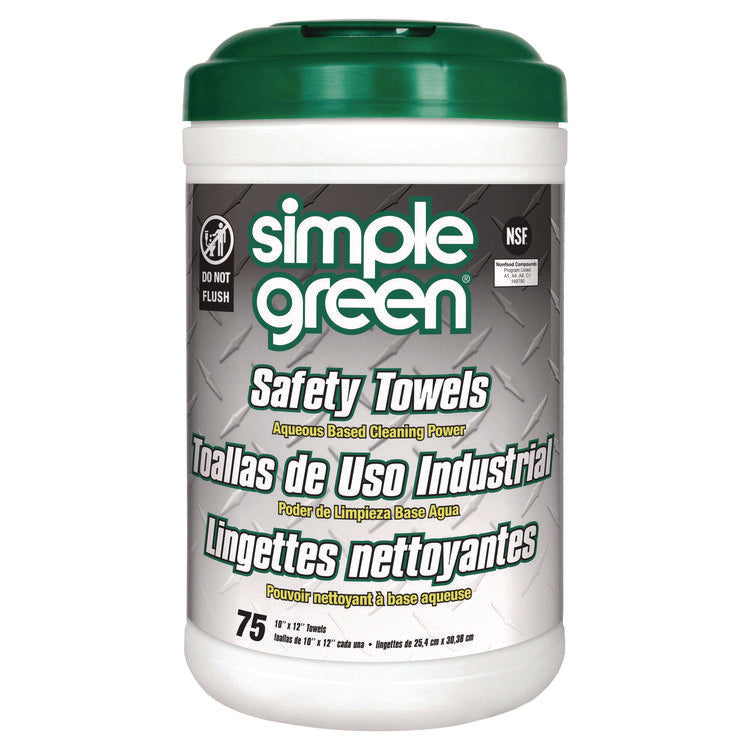 Safety Towels, 1-Ply, 10 x 11.75, White, Unscented, 75/Canister