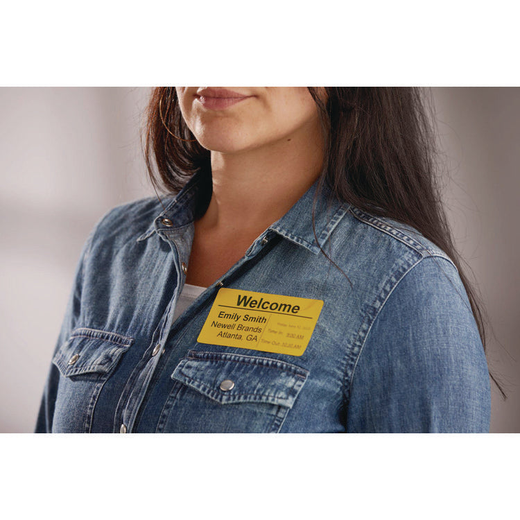 LabelWriter Name Badge/Shipping Labels, 2.13", Black on Yellow, 220 Labels/Roll