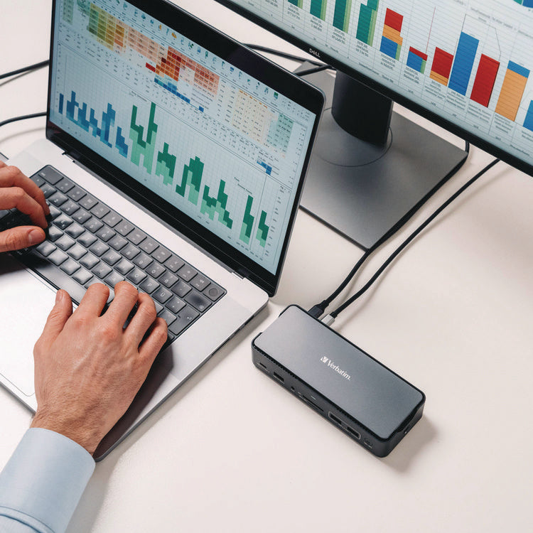 USB-C Pro Docking Station 15-in-1 SSD Enclosure, Audio/DisplayPort/HDMI/Micro SD/NVMe/RJ45/SD/USB-A/USB-C/SATA, Gray