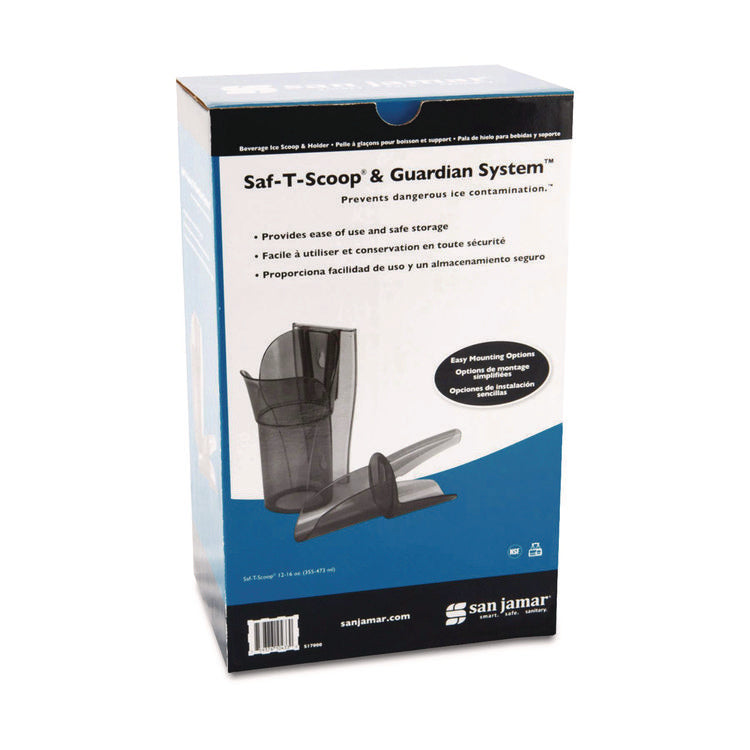 Saf-T-Scoop and Guardian System for Ice Machines, 12 oz to 16 oz Ice Scoop, Transparent Blue, 50/Carton