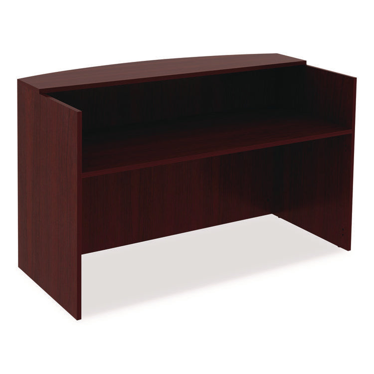 Alera Valencia Series Reception Desk With Transaction Counter, 71" X 35.5" X 29.5" To 42.5", Mahogany