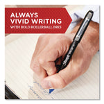 Professional Design Rollerball Pen, Stick, Fine 0.5 mm, Black Ink, Black Barrel, 8/Pack