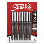 Professional Design Rollerball Pen, Stick, Fine 0.5 mm, Black Ink, Black Barrel, 8/Pack