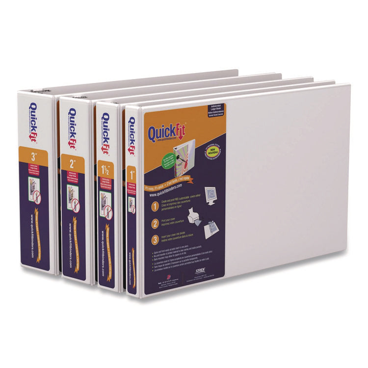 Quickfit Ledger D-Ring View Binder, 3 Rings, 1" Capacity, 11 X 17, White