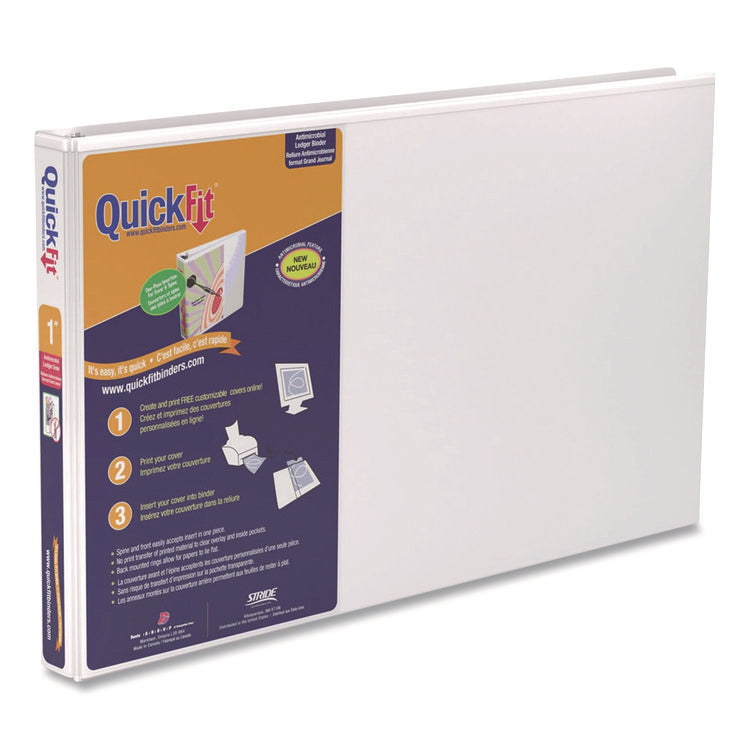 Quickfit Ledger D-Ring View Binder, 3 Rings, 1" Capacity, 11 X 17, White
