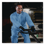 A65 Zipper Front Flame Resistant Coveralls, Hood/Elastic Wrists and Ankles, 3X-Large, Blue, 21/Carton