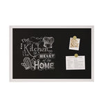 Magnetic Chalkboard with Decor Frame, 30" x 20", Black Surface, White Wood Frame