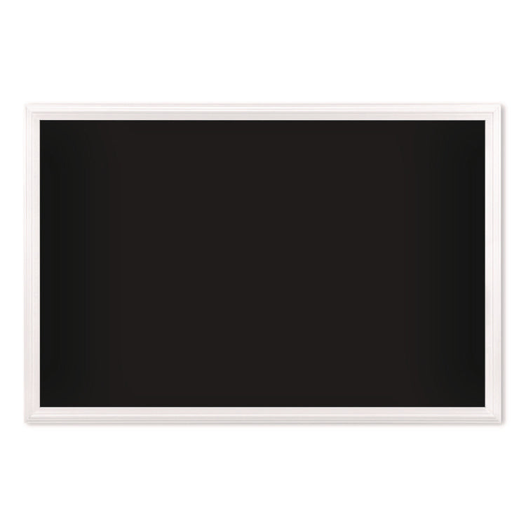 Magnetic Chalkboard with Decor Frame, 30" x 20", Black Surface, White Wood Frame