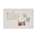 Linen Bulletin Board with Decor Frame, 30" x 20", Tan Surface, White Wood Frame