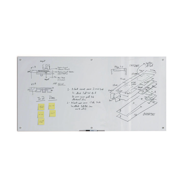 Glass Dry Erase Board, 72" x 36" (Actual Size: 70" x 35"), White Surface