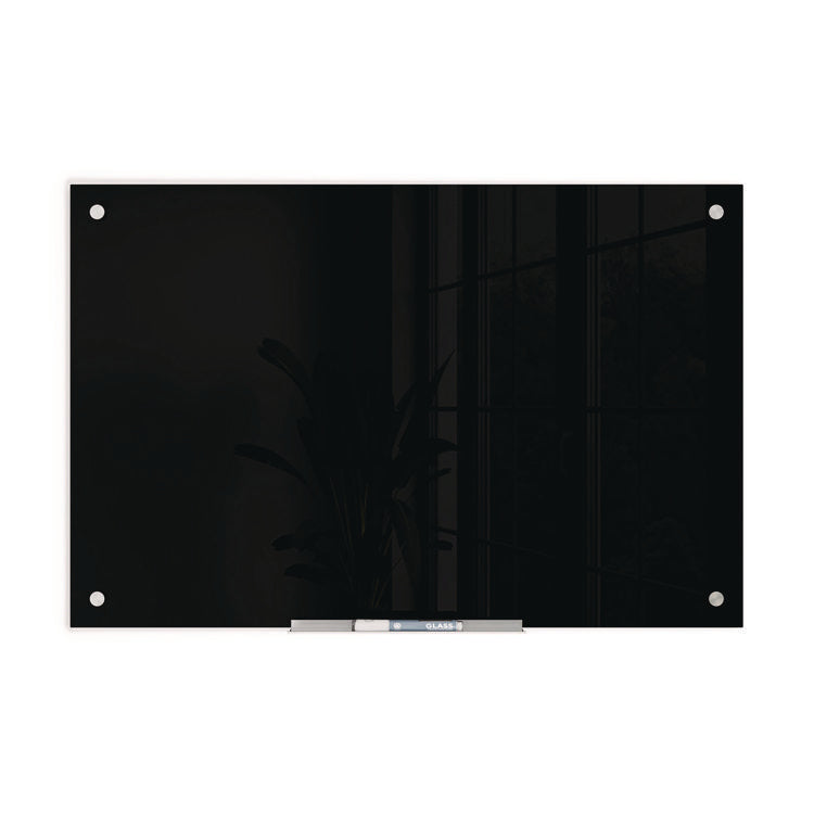 Black Glass Dry Erase Board, 36" x 24" (Actual Size: 35" x 23"), Black Surface