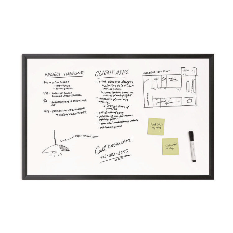 Magnetic Dry Erase Board with Wood Frame, 36" x 24" (Actual Size: 35" x 23"), White Surface, Black Wood Frame