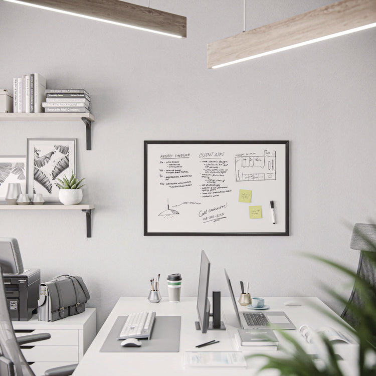 Magnetic Dry Erase Board with Wood Frame, 36" x 24" (Actual Size: 35" x 23"), White Surface, Black Wood Frame