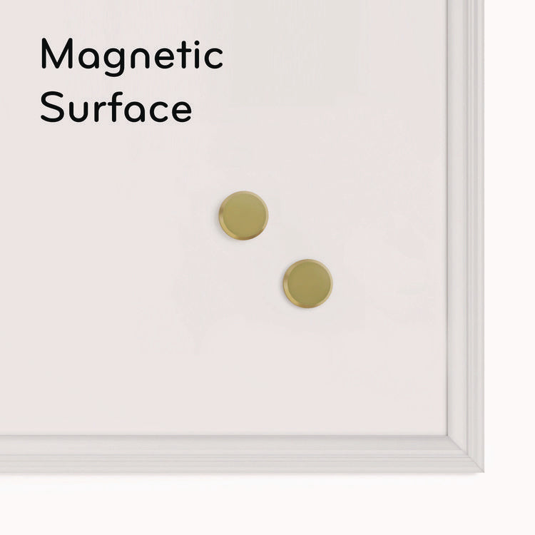 Magnetic Dry Erase Board with Decor Frame, 30" x 20", White Surface, White Wood Frame