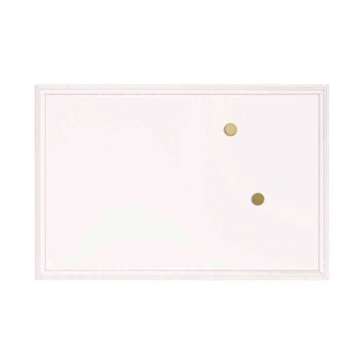 Magnetic Dry Erase Board with Decor Frame, 30" x 20", White Surface, White Wood Frame