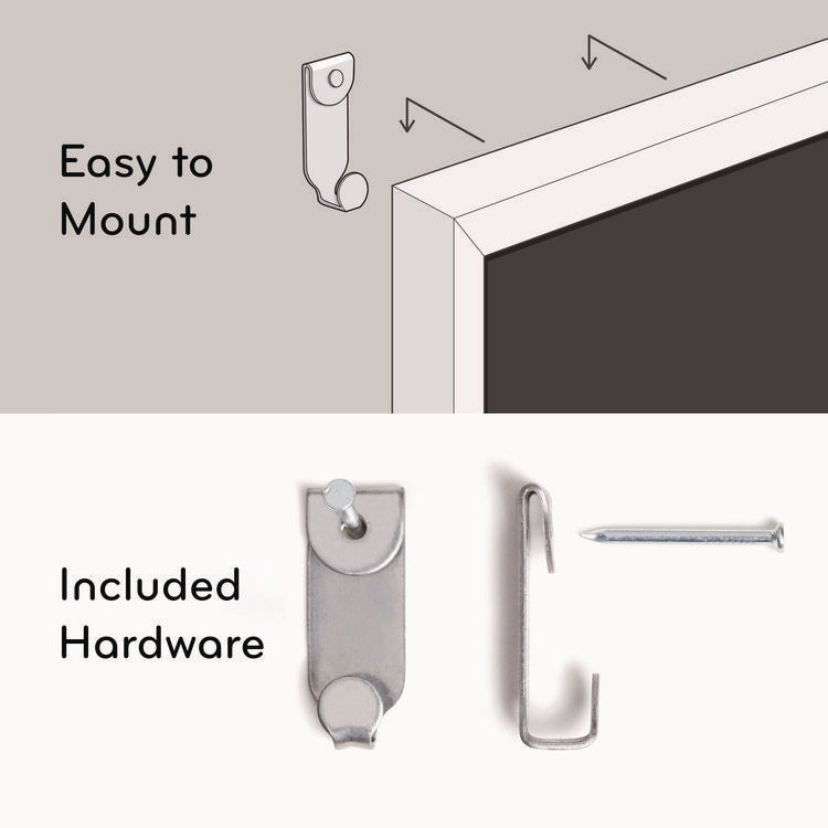 Magnetic Chalkboard with Decor Frame, 30" x 20", Black Surface, White Wood Frame