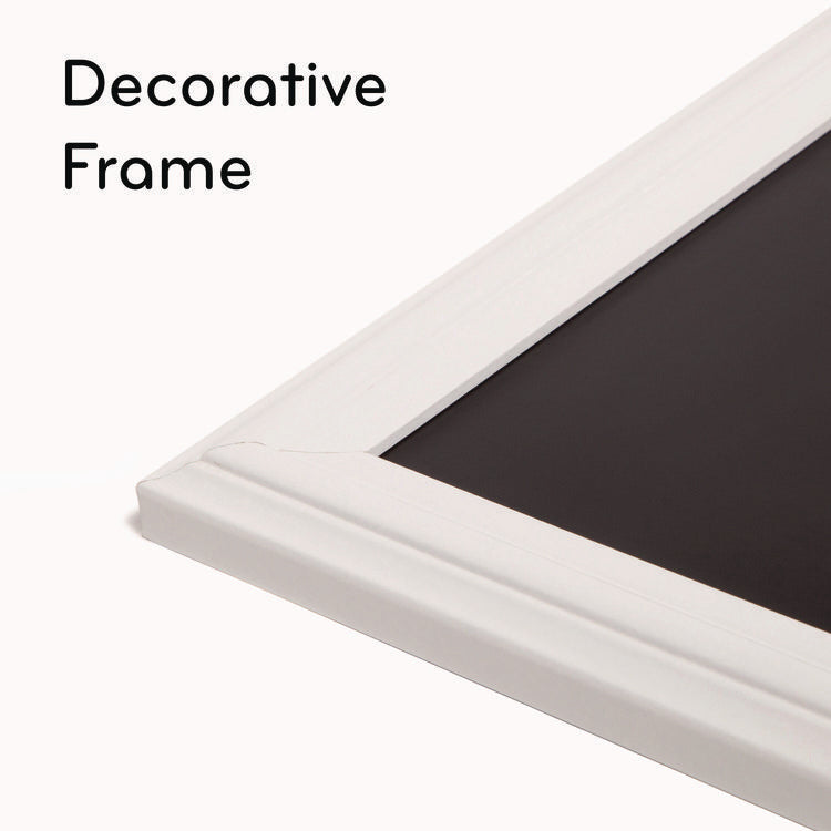 Magnetic Chalkboard with Decor Frame, 30" x 20", Black Surface, White Wood Frame