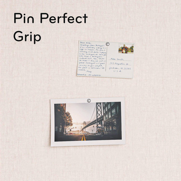 Linen Bulletin Board with Decor Frame, 30" x 20", Tan Surface, White Wood Frame