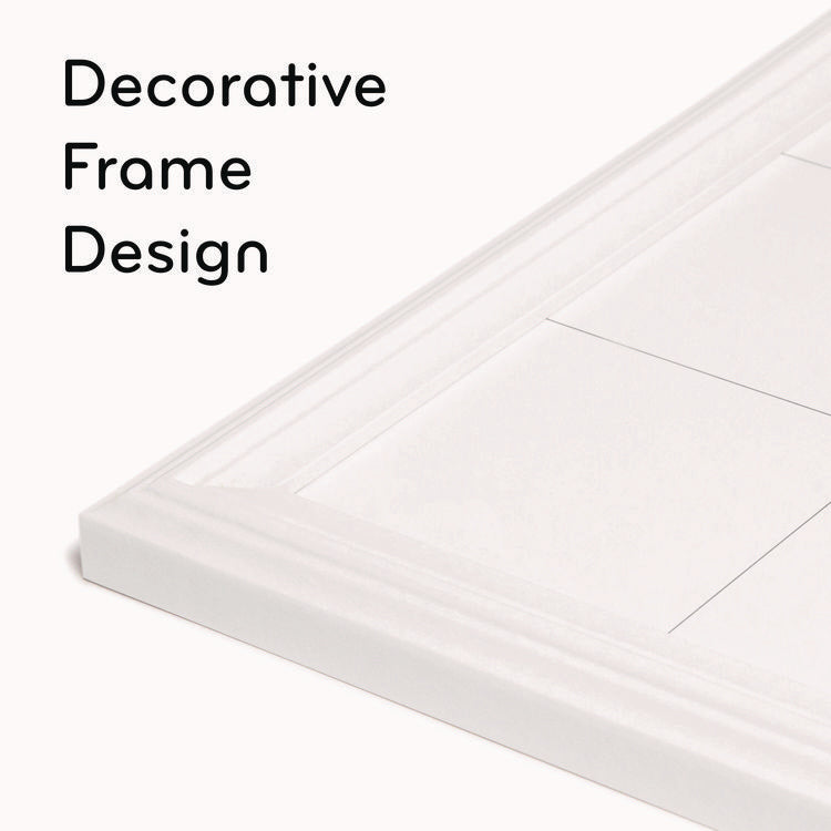 Magnetic Dry Erase Calendar with Decor Frame, Monthly Planning/Scheduling, 30" x 20", White Surface, White Wood Frame