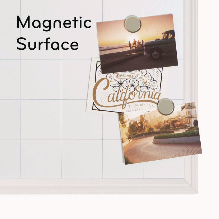 Magnetic Dry Erase Calendar with Decor Frame, Monthly Planning/Scheduling, 30" x 20", White Surface, White Wood Frame