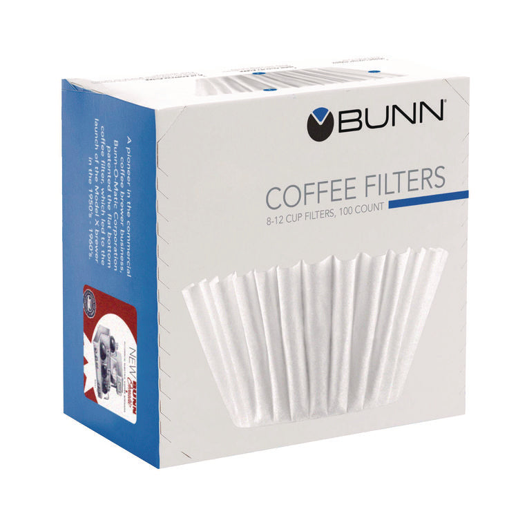 Coffee Filters, 8 To 12 Cup Size, Flat Bottom, 100/pack