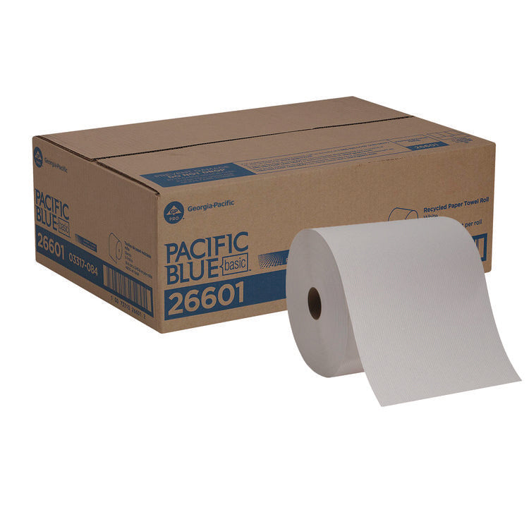 Pacific Blue Basic Nonperforated Paper Towel Rolls, 1-Ply, 7.88" x 800 ft, White, 6 Rolls/Carton