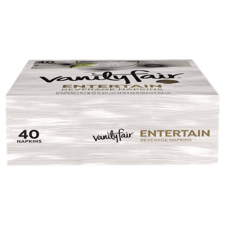 Entertain Beverage Napkins, 2-Ply, 9.8 X 9.8, White, 40/pack, 12 Packs/carton