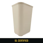 Fiberglass Wastebasket, 10 gal, Fiberglass, Beige