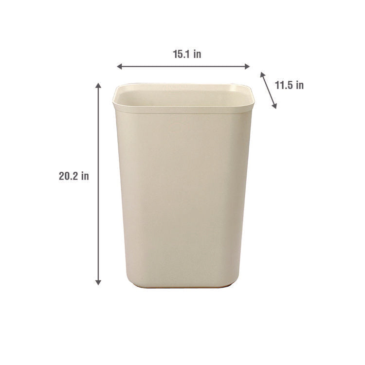 Fiberglass Wastebasket, 10 gal, Fiberglass, Beige