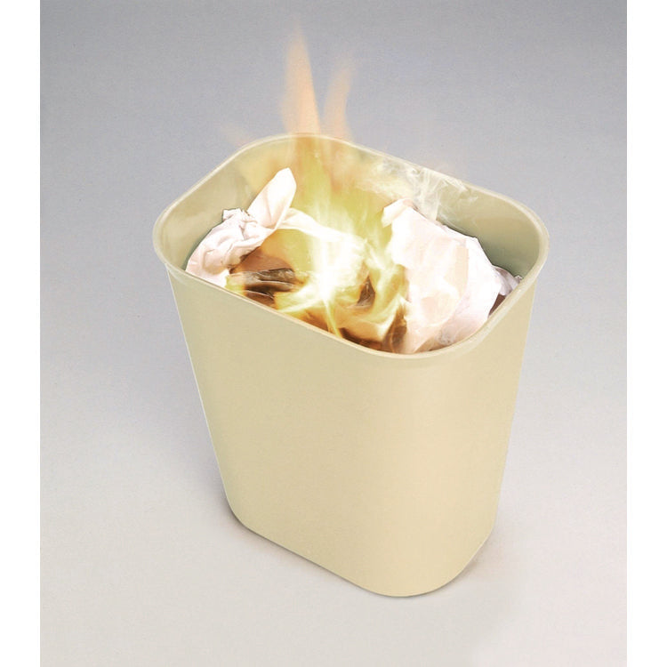 Fiberglass Wastebasket, 10 gal, Fiberglass, Beige