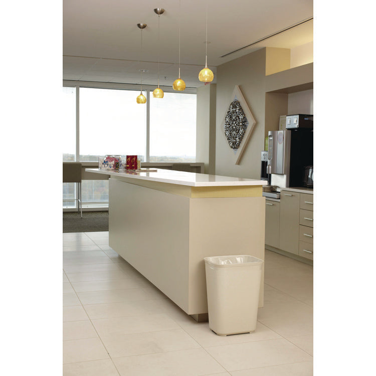 Fiberglass Wastebasket, 10 gal, Fiberglass, Beige