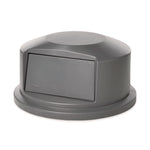 Round BRUTE Dome Top Receptacle, Push Door for 44 gal Containers, 24.81" Diameter x 12.63h, Gray
