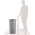 Untouchable Large Plastic Round Waste Receptacle, 22 gal, Plastic, Gray