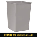 Untouchable Square Waste Receptacle, 35 gal, Plastic, Gray