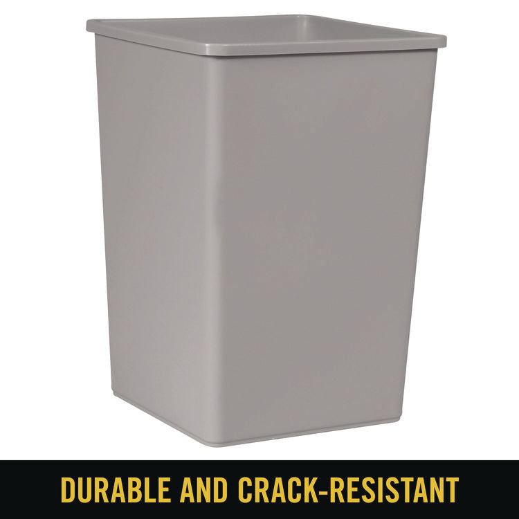 Untouchable Square Waste Receptacle, 35 gal, Plastic, Gray