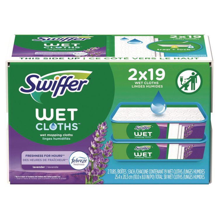 Sweeper TRAP + LOCK Wet Mop Cloth, 8 x 10, White, Lavender Scent, 38/Pack