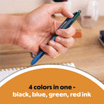 4-Color Smooth Multi-Color Ballpoint Pen, Retractable, Medium 1 mm, Black/Blue/Green/Red Ink, Black/Blue Barrel, 12/Pack