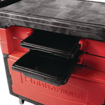 Trades Cart with Locking Storage Area, Plastic, 2 Shelves, 2 Drawers, 330 lb Capacity, 19.25" x 38" x 33.38", Black