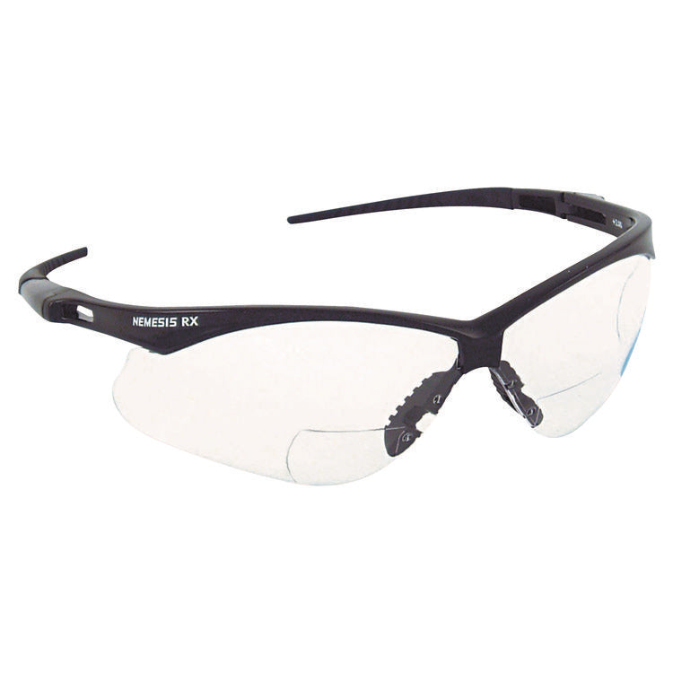 V60 Nemesis Rx Reader Safety Glasses, Black Frame, Clear Lens, +1.5 Diopter Strength