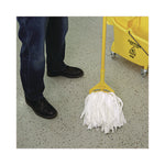 Cut-End Wet Mop Head, Rayon/polyester, Non-Woven, White, 20oz