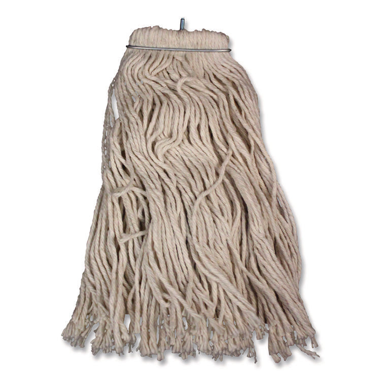 Layflat Regular Screw-Type Mop Head, Cotton, 20 Oz, 1" Headband, White