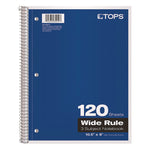 Coil-Lock Wirebound Notebook, 3-Hole Punch, 3-Subject, Legal Rule, Randomly Assorted Covers, (120) 10.5 x 8 Sheets