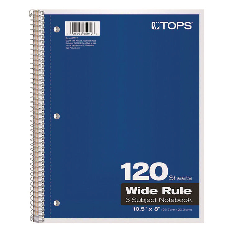 Coil-Lock Wirebound Notebook, 3-Hole Punch, 3-Subject, Legal Rule, Randomly Assorted Covers, (120) 10.5 x 8 Sheets