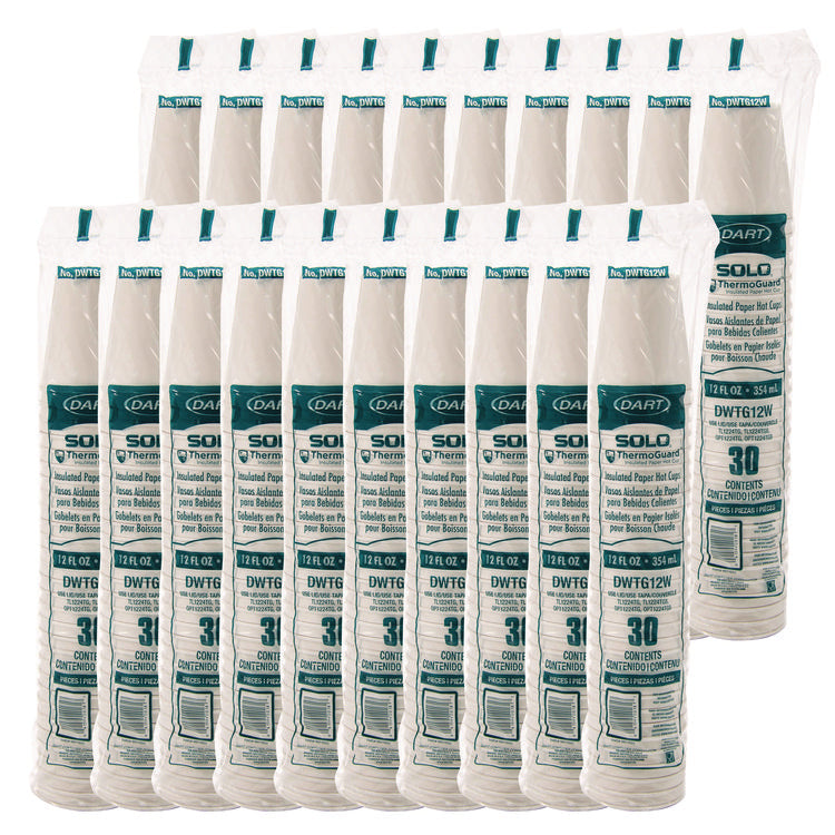 Thermoguard Insulated Paper Hot Cups, 12 oz, White Sustainable Forest Design, 600/Carton