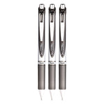 EnerGel RTX Deluxe Gel Pen, Retractable, Medium 0.7 mm, Black Ink, Black Barrel, 3/Pack