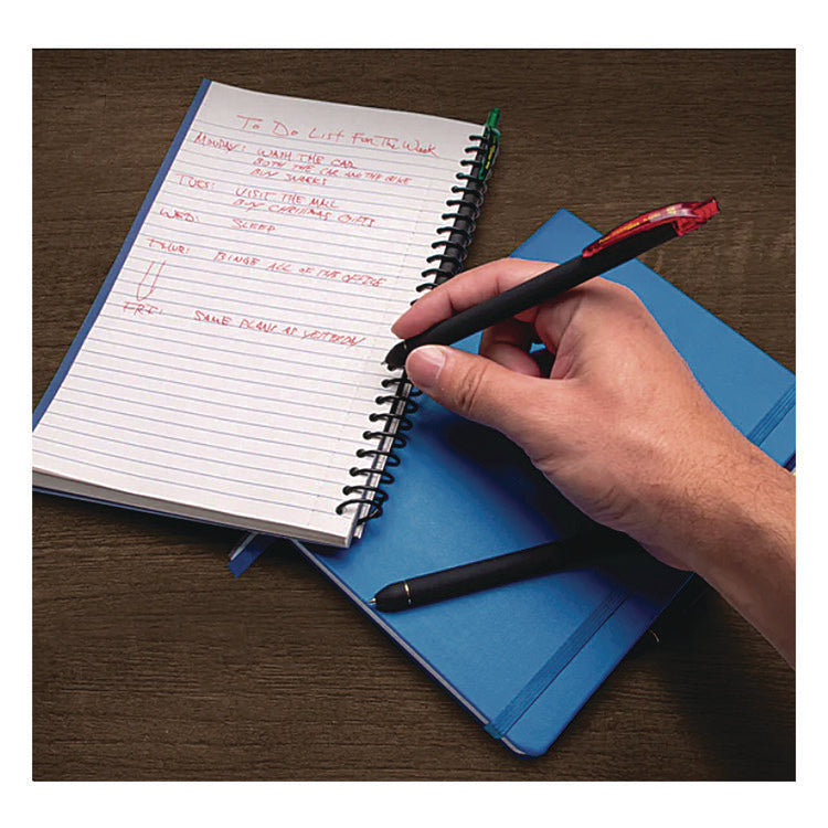 EnerGel Kuro Gel Pen, Retractable, Medium 0.7 mm, Assorted Ink Colors, Black Barrel, 12/Pack