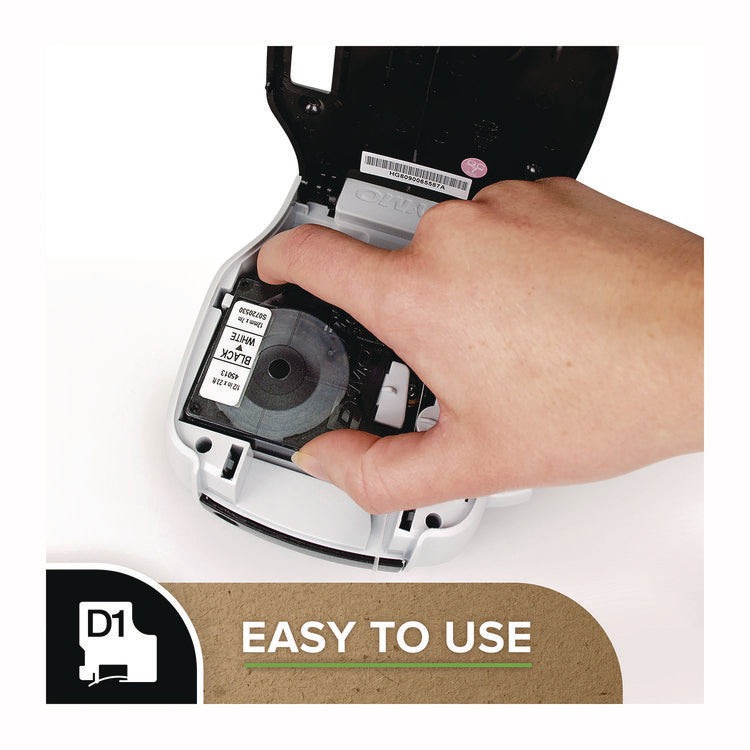 D1 Standard Labels, 0.50" x 23 ft, Black Print on Clear Tape