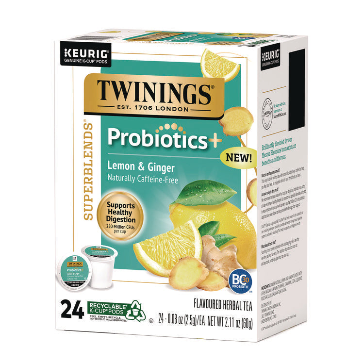 Probiotics+ Herbal Lemon and Ginger Tea, 24/Box